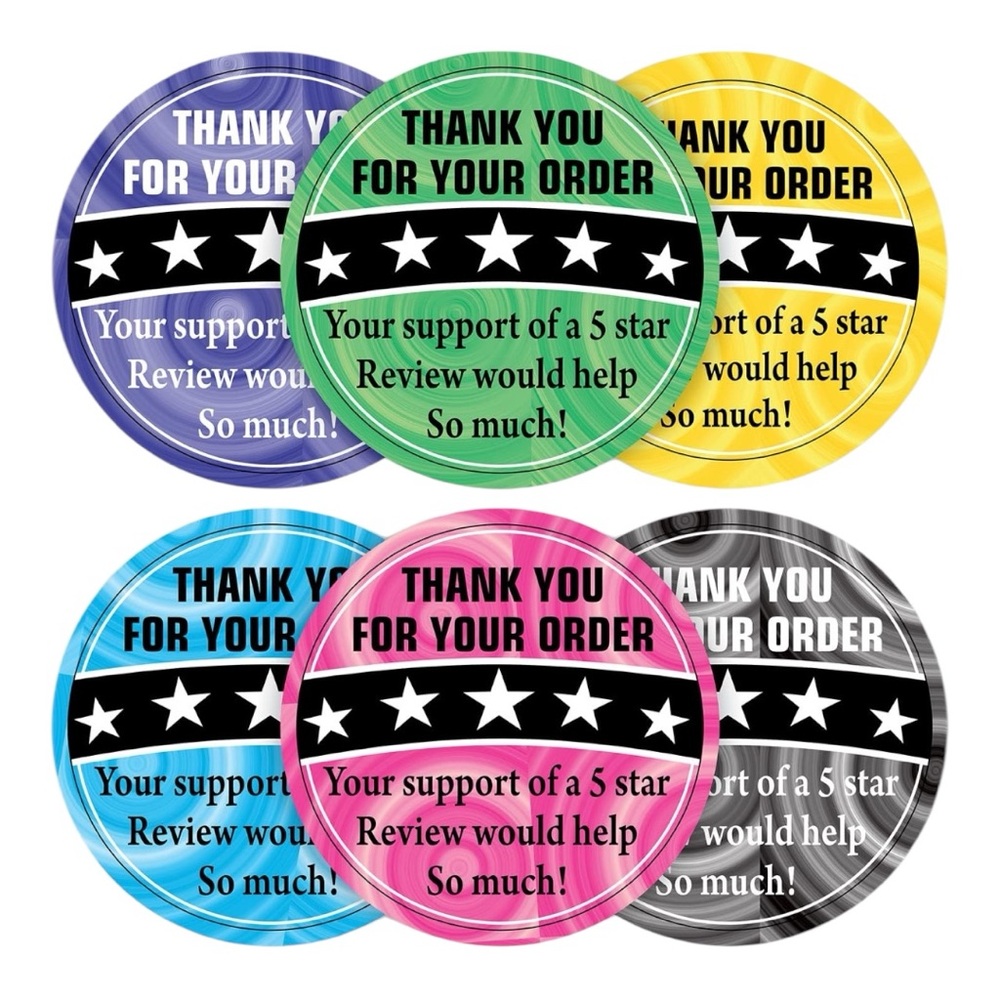 60 Colorful Thank You Stickers! Posh Favorite! 12 Different Colors!